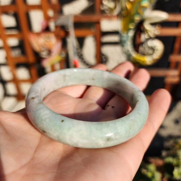 Jadeite Jade Bangle Green Natural Semi Translucent 335ct Myanmar Burma Bracelet - Picture 8 of 15